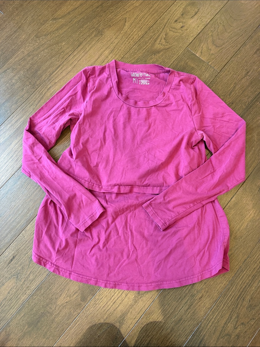 Latched Mama Long-Sleeve Nursing Top in Pink Size Medium - C68-027